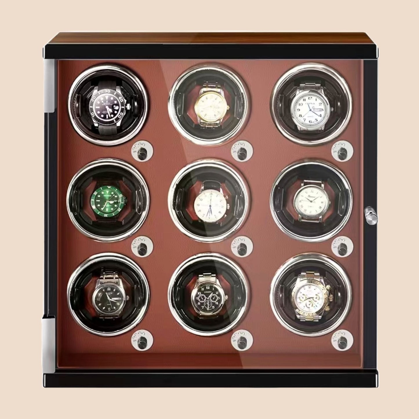 SG Watch Winder Box Individual 4/6/9 Slots Automatic Self-Winding Box with LED light Luxury Model
