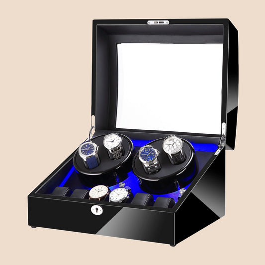 SG Luxury Watch Winder 4+6 Slots with LED Lighting and Key Lock System