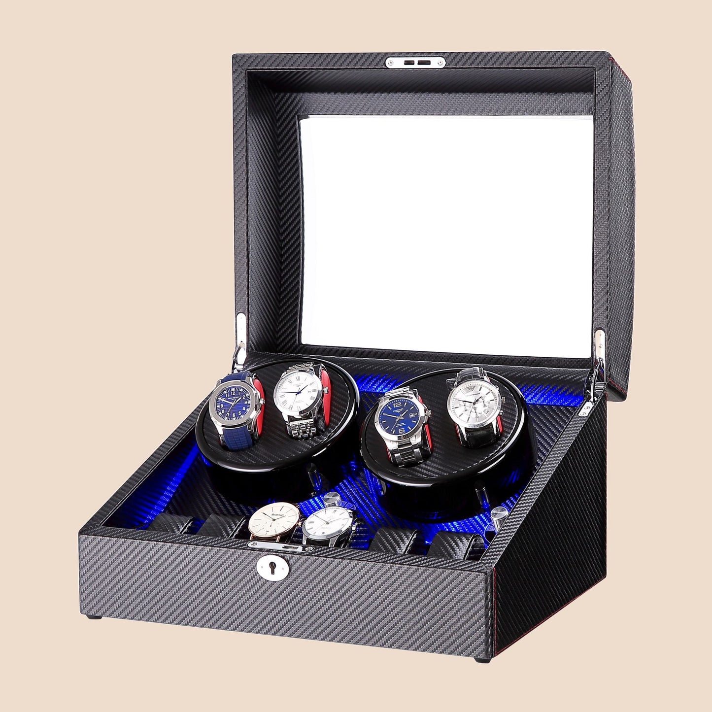 SG Luxury Watch Winder 4+6 Slots with LED Lighting and Key Lock System