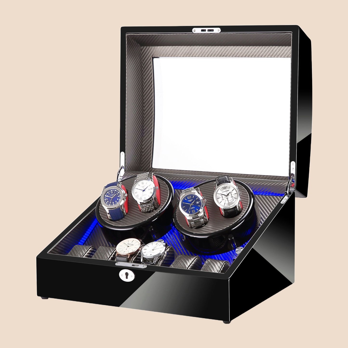 SG Luxury Watch Winder 4+6 Slots with LED Lighting and Key Lock System