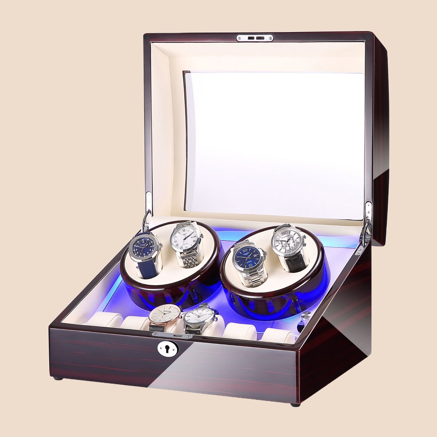 SG Luxury Watch Winder 4+6 Slots with LED Lighting and Key Lock System