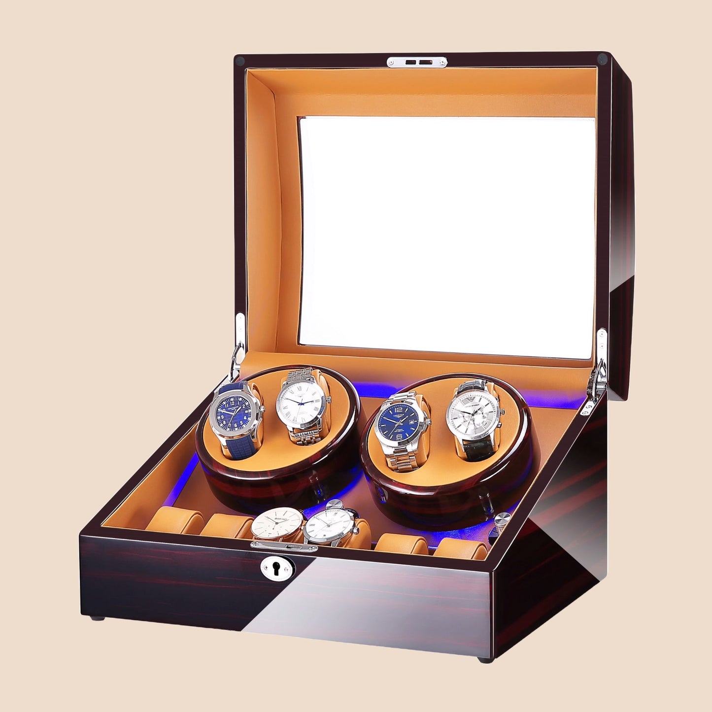 SG Luxury Watch Winder 4+6 Slots with LED Lighting and Key Lock System