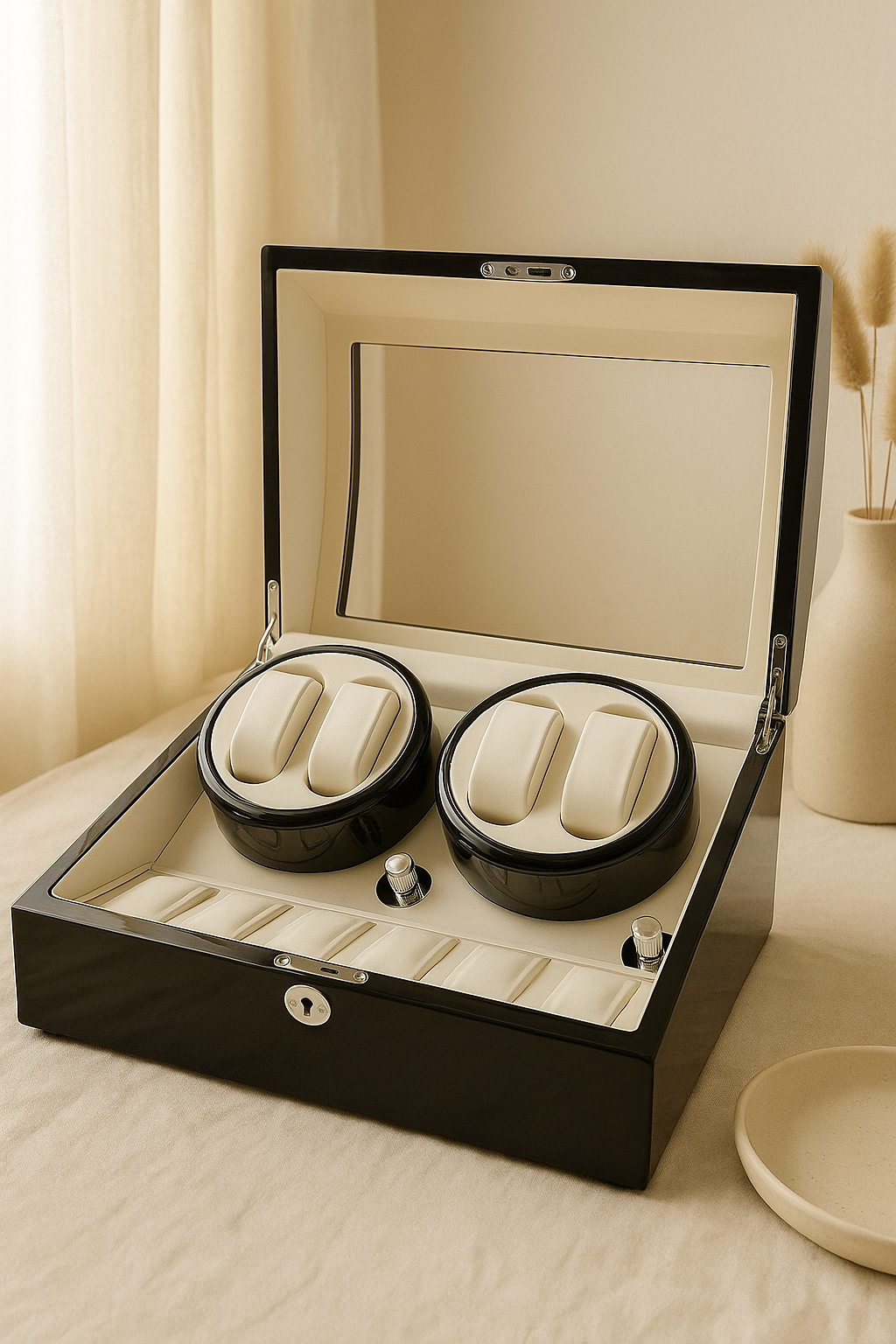 SG Luxury Watch Winder 4+6 Slots with LED Lighting and Key Lock System